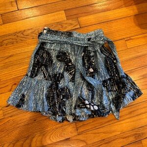 Ulla Johnson Navy and Gold Patterned Skirt